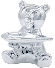Ceramic Bear with Plate 11,5cm Silver