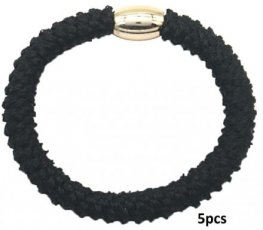 Hair Elastics 5pcs Black-Gold