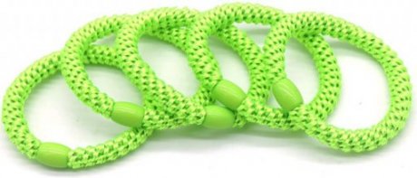 Hair Elastics 5pcs Neon Green