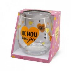 Valentijnsglas 'Ik hou van jou'